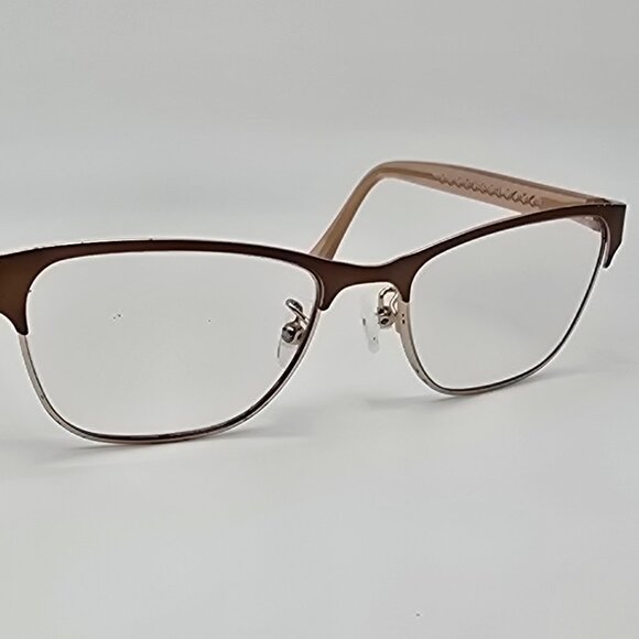 Coach HC5067 9234 Satin Brown Light Gold Crystal Brown Cat Eye Eyeglasses Frame - Picture 6 of 13